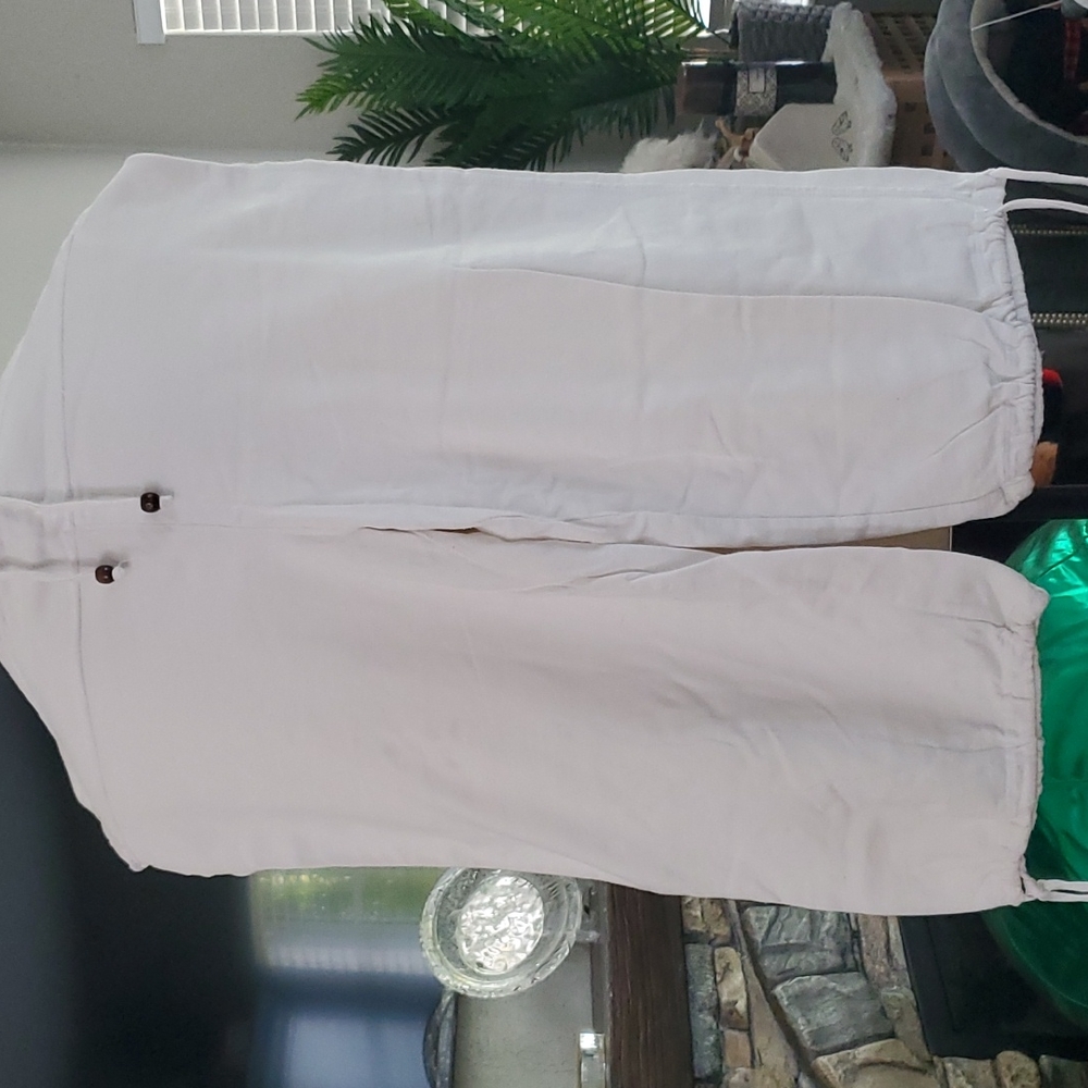ALMOST NEW AQUA ROSE COTTON BEACH CASUAL CROP PANTS